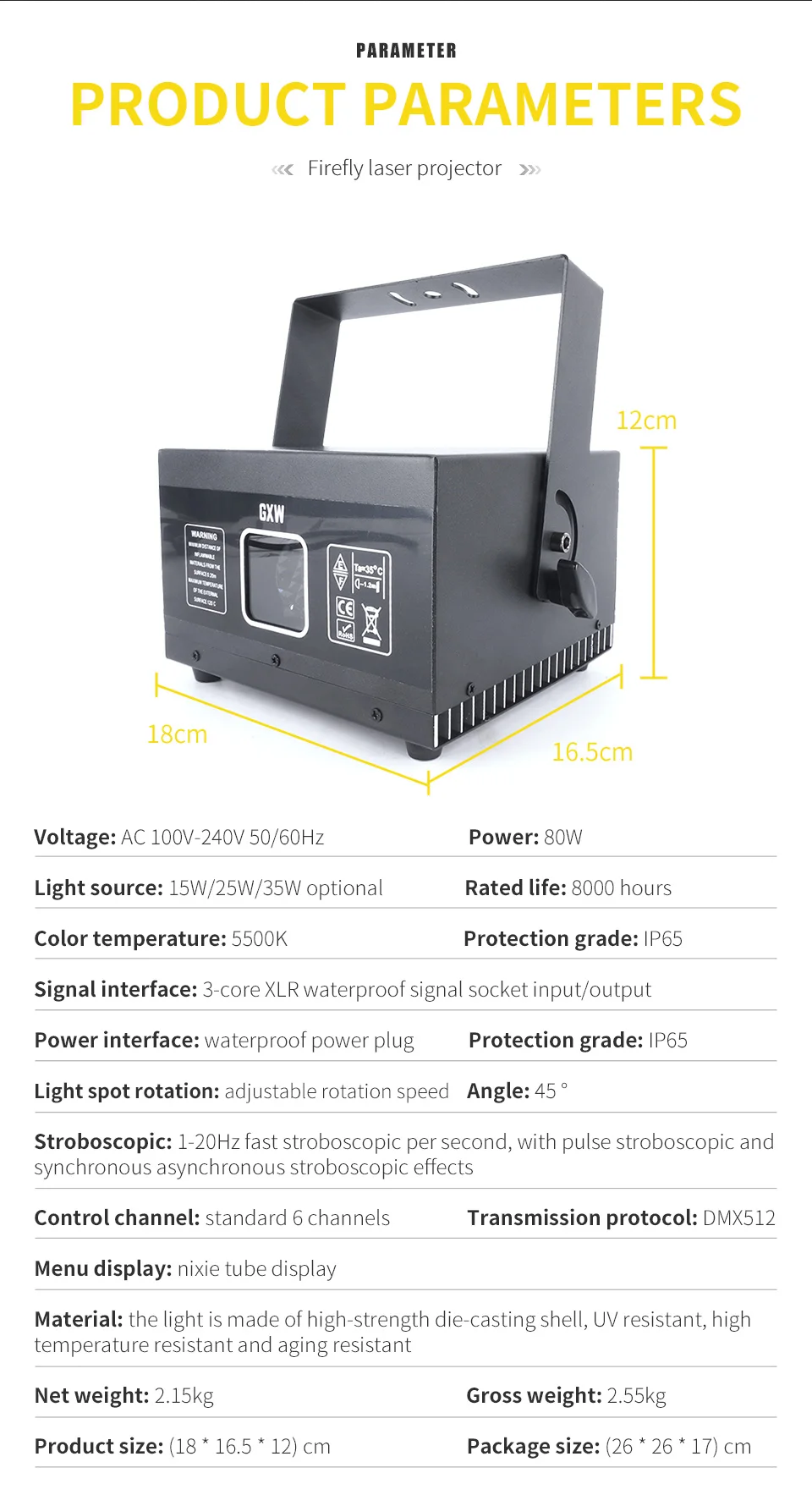 Firefly Laser Light RGB Laser Light Waterproof Laser Projector Light Dj Party Li