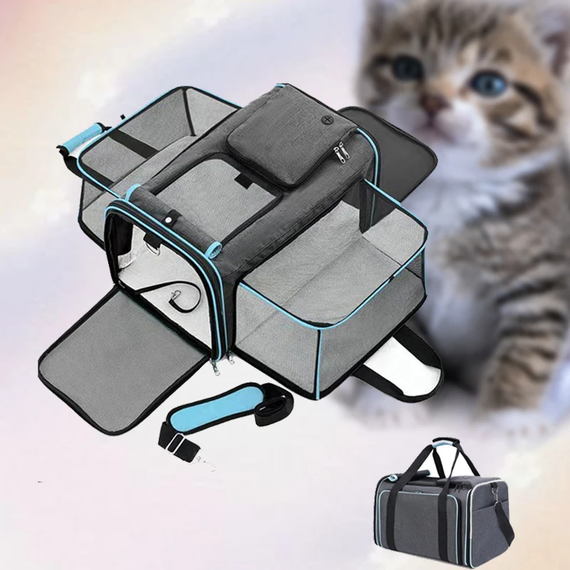 Cat Bag -Foldable Carrier ( Large Capacity )Cat Outdoor Car Expansion Portable Pet Handbag/ Breathable Diagonal Cross Bag for Cats and Dogs 4