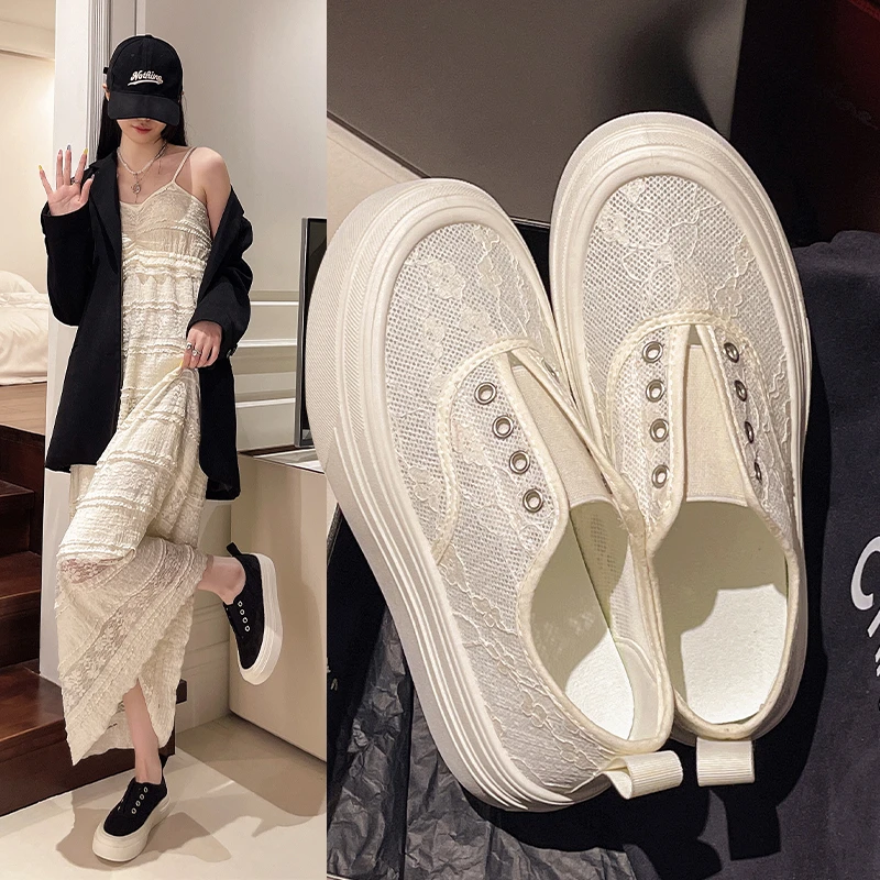 

Эспадрильи женские с круглым носком, кроссовки на платформе, без шнуровки, дышащие, повседневная обувь, R