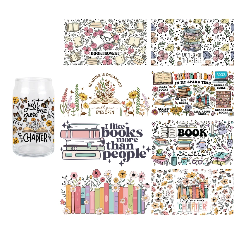 3D Fashionable Books Themem Series UV DTF Transfer Sticker Wraps 16 OZ Cup Durable Adhesive High Quality DIY 3d stickers cup wraps 3d wall stickers uv dtf wrap transfer
