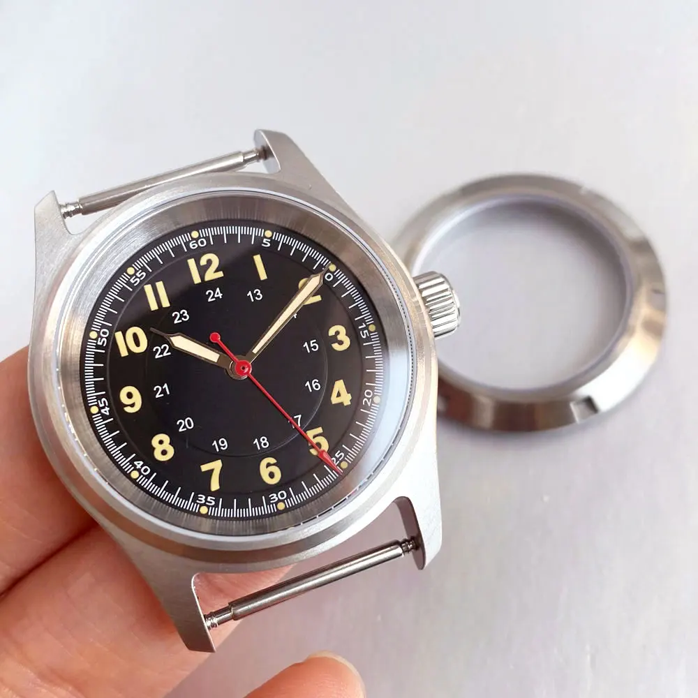 Pilot Titanium/Stainless Steel Watch Case with Sapphire Glass and Luminous Sunburst Dial, 36mm, 20ATM