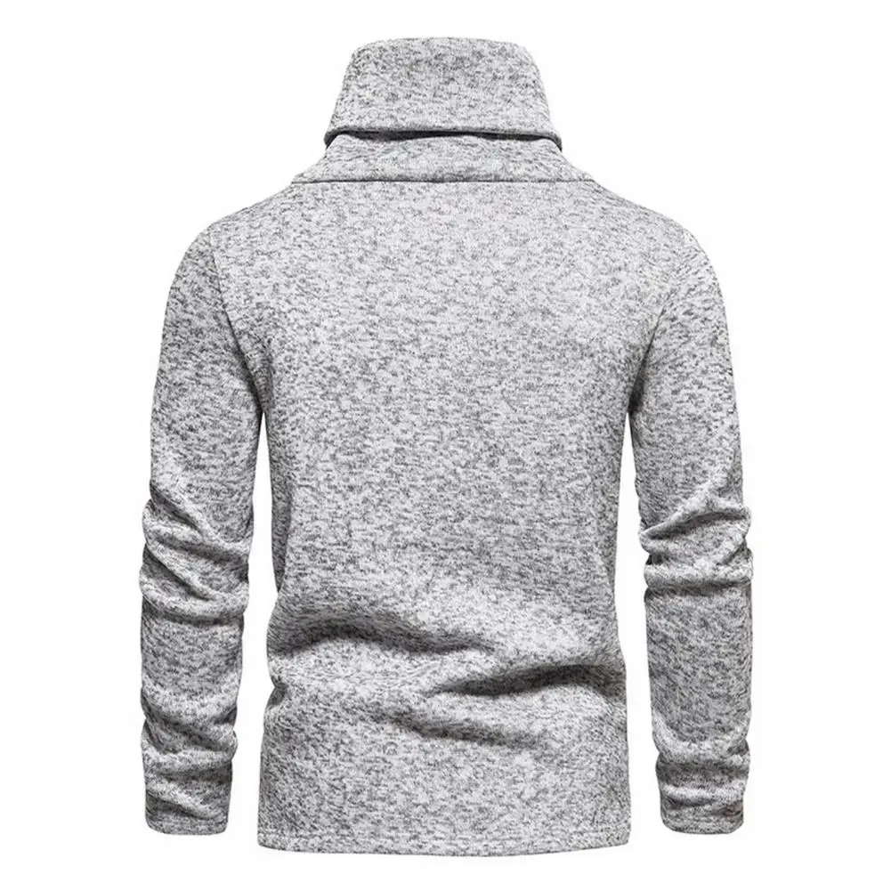 

Men Sweatshirt Men's High Piled Collar Knitted Sweatshirt Warm Cozy Winter Pullover with Neck Protection Solid Color for Cold