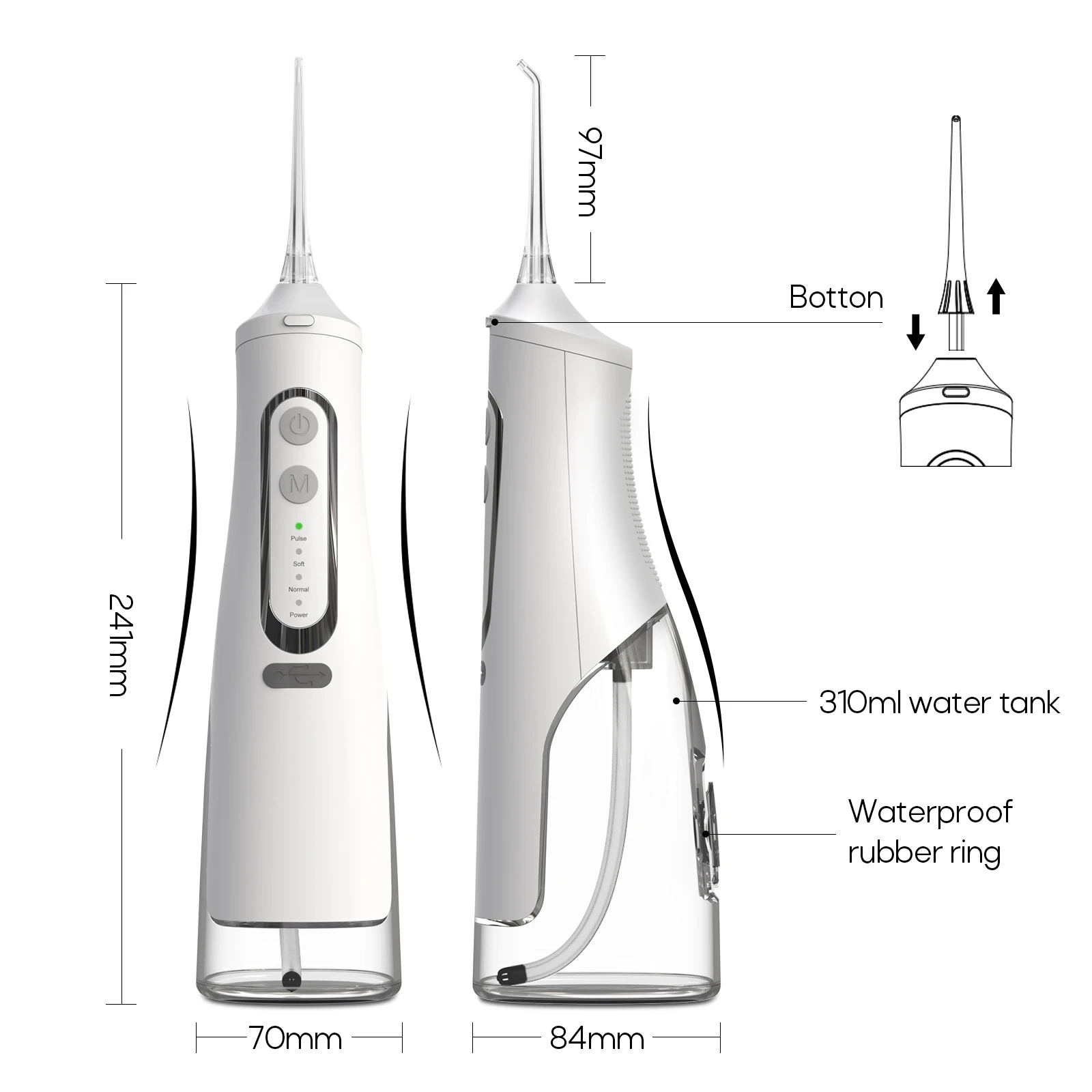 Oral Irrigator USB Rechargeable 310ML Large Tank Water Floss Portable Dental Water Sprayer For Teeth Cleaning