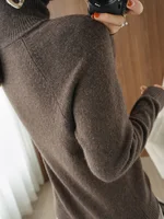 Fashion Basic Autumn Winter  Merino Wool Sweater Mock Neck Cashmere Pullover  Solid Color Soft Long Sleeve Clothing Tops - Image 4