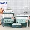 Large Capacity Hot Sale Nylon Solid Color Zipper School Bags Three Piece Set Classic Simple Versatile Backpacks Schoolbags 2
