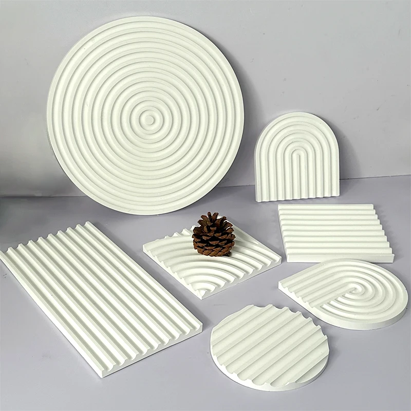 Striped Tray Silicone Mold Geometric Jewelry Display Plate Plaster Concrete Cement Mould Handmade Coaster Resin Craft Molds Tool