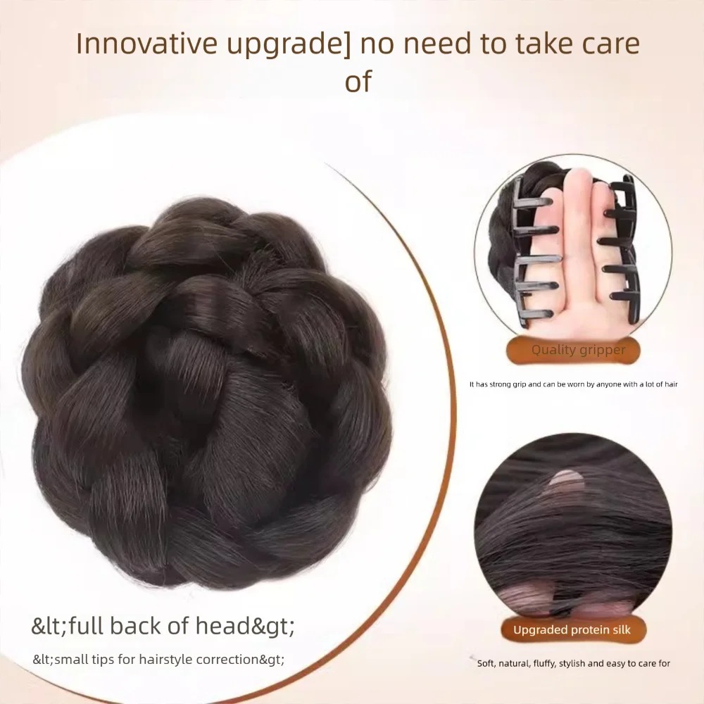 Neue synthetische Haarknoten Klaue Clip flauschige natürliche Perücke Haarspange braun schwarz Haarteil Haarschmuck – Detail 10