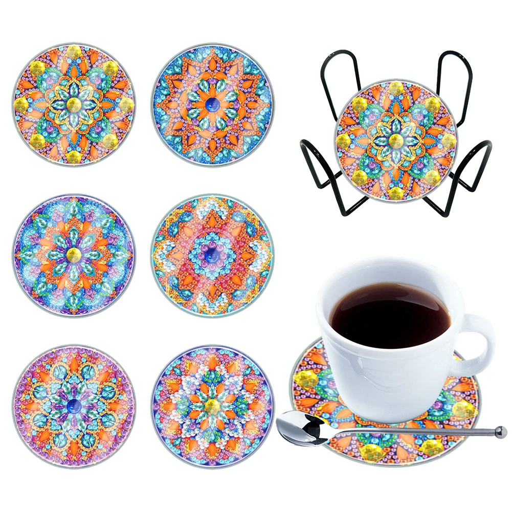 Diamond Painting Coasters Kit Acrylic DIY Coaster Set for Adults