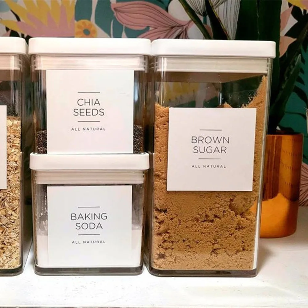 Etichette per dispensa personalizzate, etichette per barattoli di stoccaggio impermeabili, etichette personalizzate minimaliste bianche, etichette per l'organizzazione della cucina