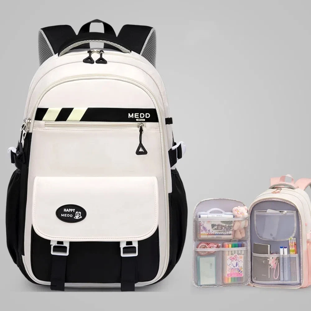 Large Capacity School Bag Lightweight Waterproof Shoulder Backpack Stress Relief Double Strap Bag Junior And High School Girls 1