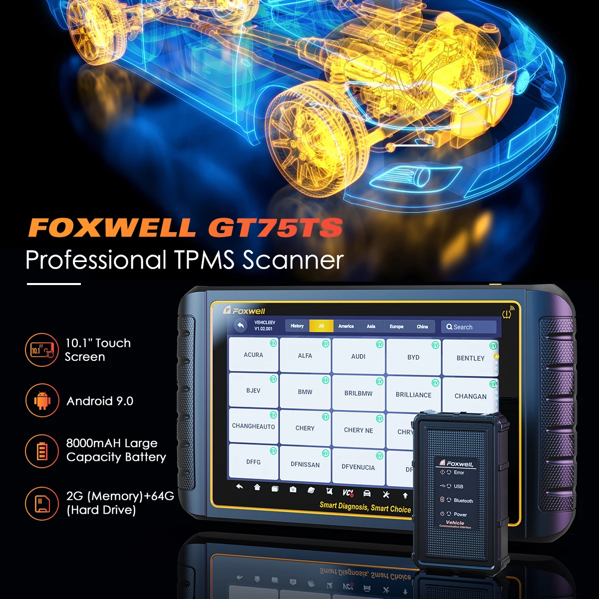 Foxwell GT75TS Full TPMS Bidirectional Scanner OBD2 Full