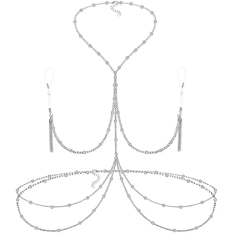 A fake nipple ring with a long chain, representing the abstract concept of sensuality