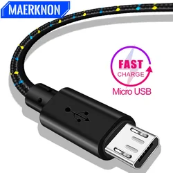 Micro USB Cable 0.2M 1M 2M 3M Nylon Braided Fast Charging microusb mobile phone data cable for samsung s7 xiaomi redmi note 5
