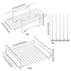 Enhanced Air Fryer Accessories Set - Silicone Liners, Baking Grill Racks, and Cooking Trays (Rack set)