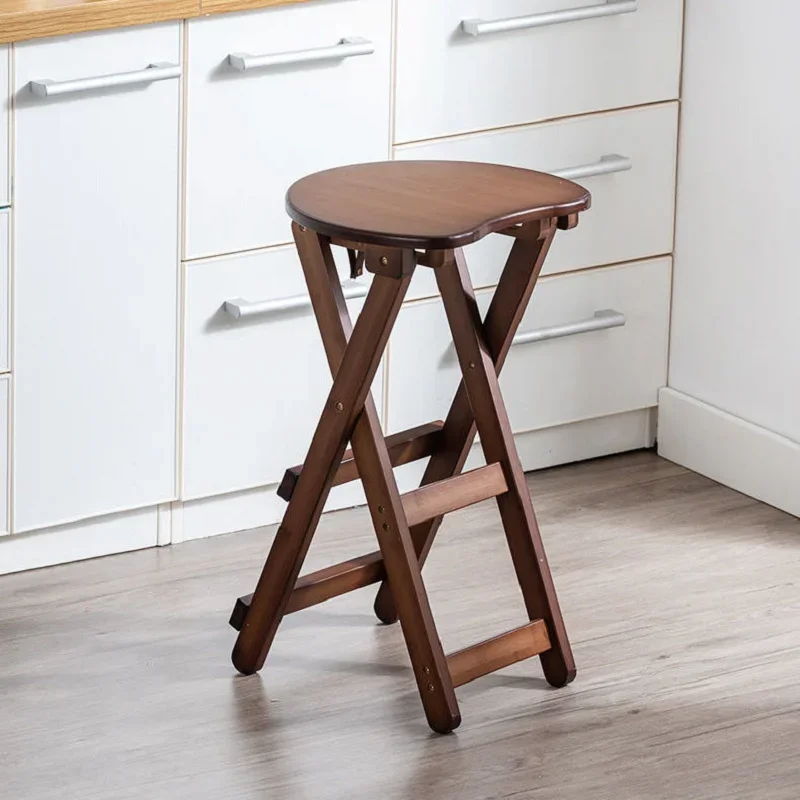 Silla plegable de madera para cocina, taburete redondo Simple, creativo,  portátil, alto, Simple - AliExpress