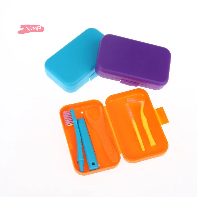 휴대용 치아 세척 케어 키트 - 분리형 칫솔, 치간 브러쉬, 혀 클리너, 보관 케이스 포함 여행용 구강 관리 세트