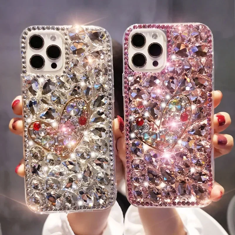 Bling Colorful Love Diamond Phone Case Cover Rhinestone For Samsung A35 A55 A22 A32 5G A52 A71 4G A51 A72 A73 A53 A33