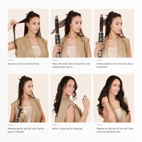 Ensemble d'instruments de coiffage à air chaud 5-en-1 interchangeable, comprenant : fer à boucler 675, sèche-cheveux, peigne lisseur, brosse ronde, outil de coiffage multifonctionnel pour usage domestique et en salon. 7