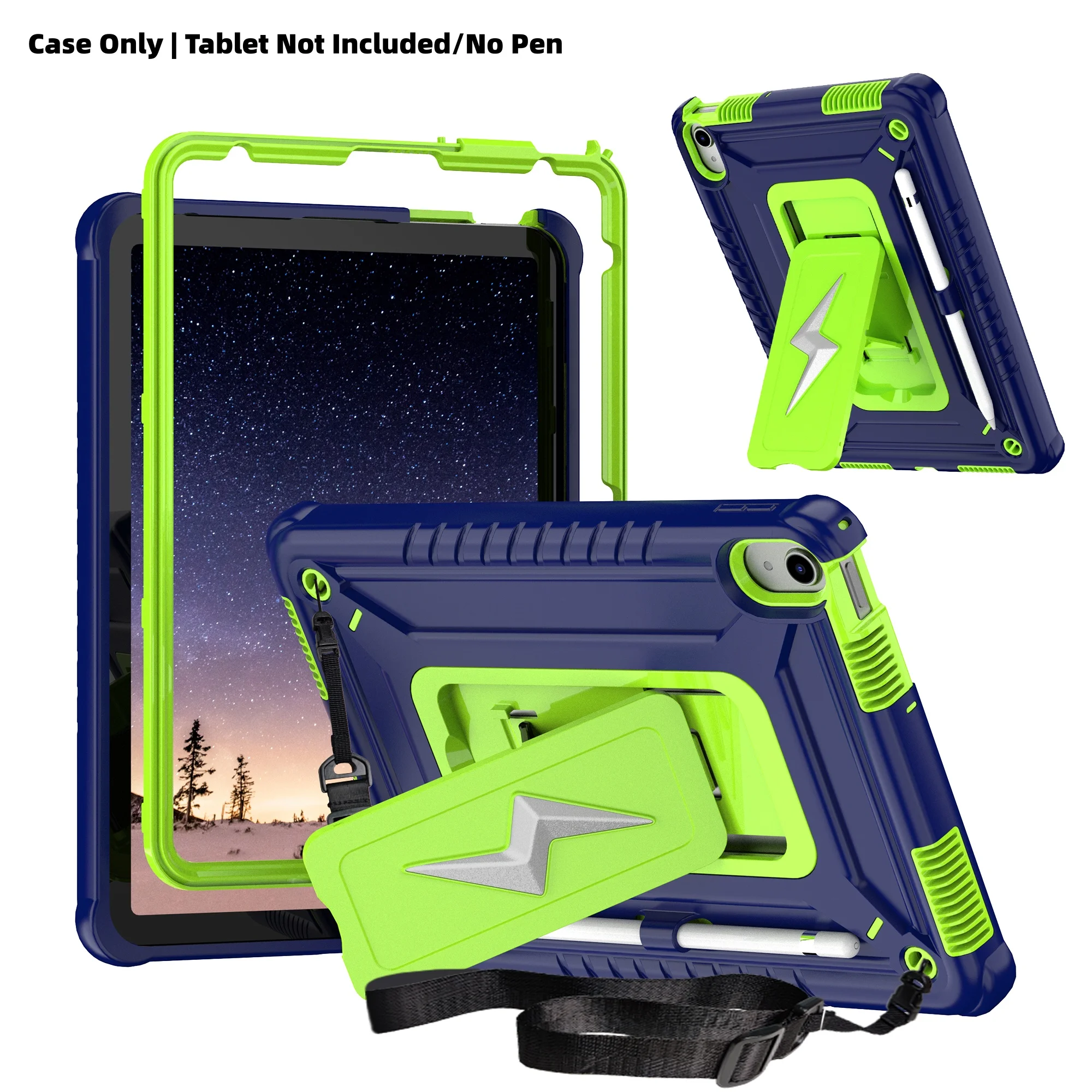 Heavy Duty Shockproof Tablet Case with Kickstand and Shoulder Strap