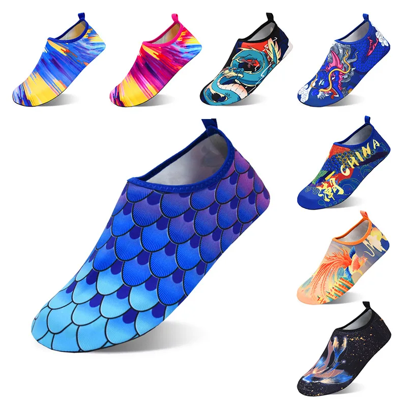 Men Women Kids Water Sport Beach Swimming Socks Thin Multi Prints Anti