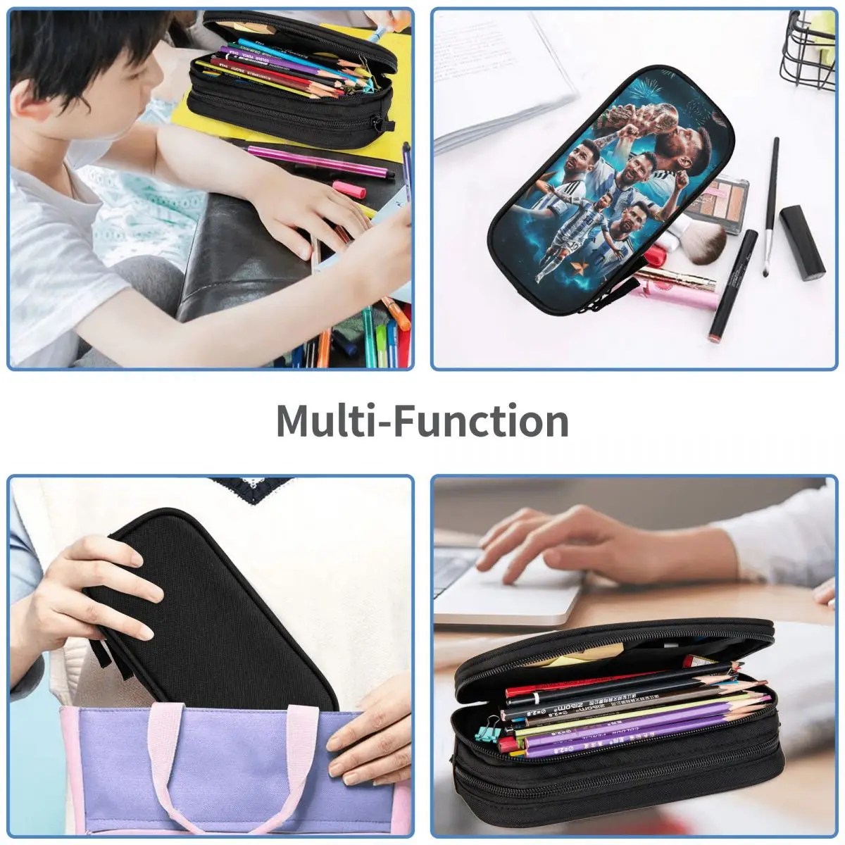 Football Argentina Messi Pencil Case Soccer Fan Lover Pencil Box Pen for Student Big Bags Students School Gifts Stationery 5