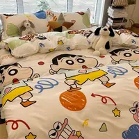 Crayon Shin-Chan lit 3/4 pièces ensemble de literie dessin animé mignon étudiant école dortoir draps ensemble taie d'oreiller chambre cadeau de noël 2