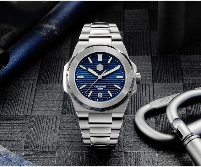 dialsunray light blue horizontal stripes date dialmatte light