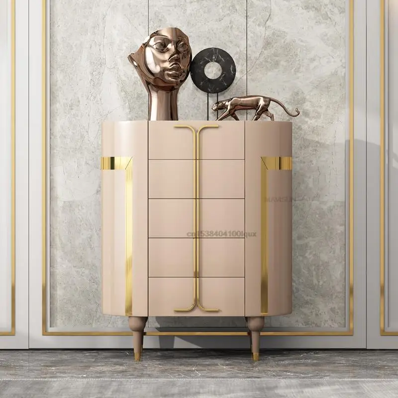 Light Luxury New Five-Drawer Cabinet Combination Modern Minimalist Villa Decoration Porch Cabinet Hallway Furniture Cupboard