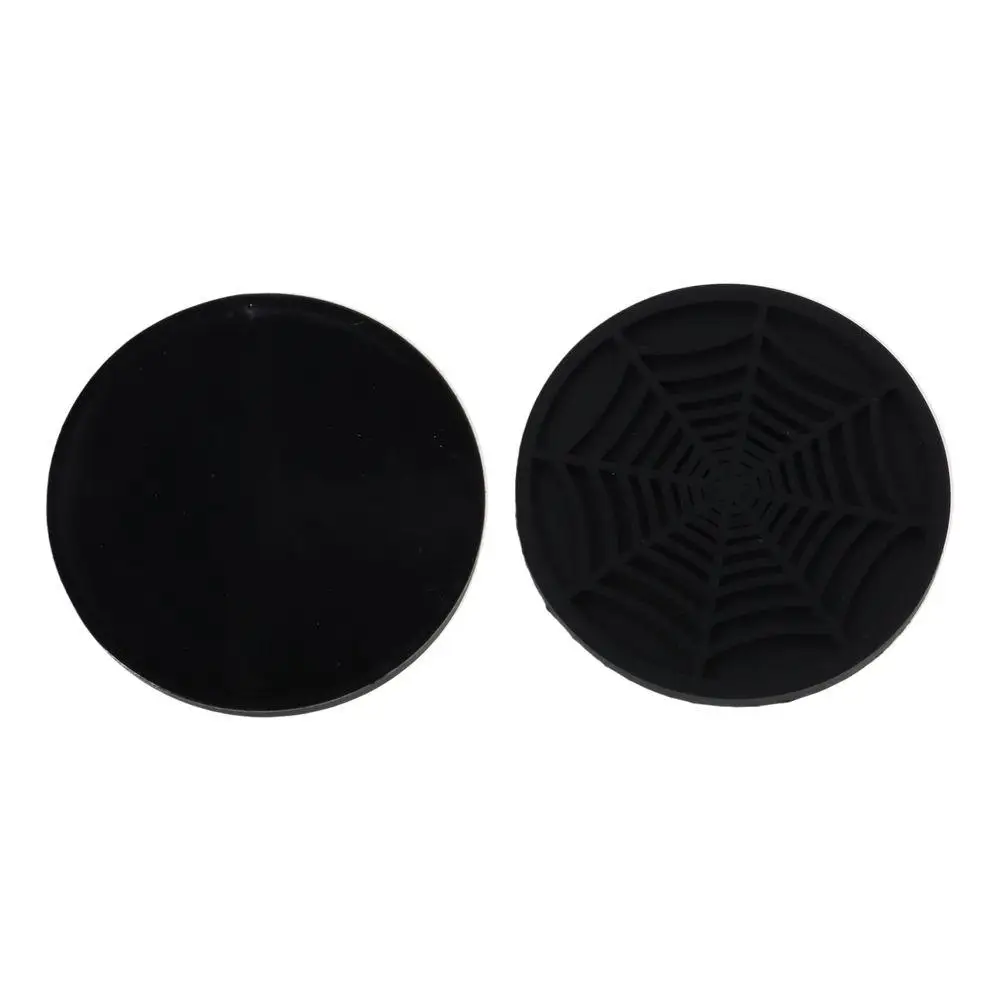 4pcs Spider Web Design Car Cup Coasters Red/ Black Round Shape Non-Slip Car Cup Holder Coaster 7cm PVC Material