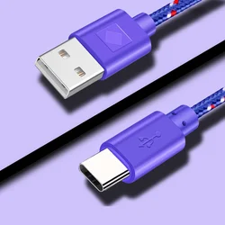 Durable Multi - Color Nylon Braided USB - C Fast Charge Cable with High - Speed Data Transfer - Available in Various Lengths - 0.5m (Purple)