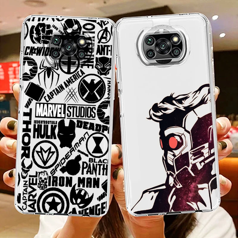 Marvel Avengers Logo Di Lusso Per Xiaomi Mi Poco F5 F4 F3 F2 X5 X4 X3 M6 M5 M5S M4 M3 Pro Gt Nfc 5G Custodia Trasparente Per Telefono
