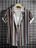 Summer Fashion Men's Casual Short Sleeve Shirts Men's Commuting Daily Wear Striped Printed Tops Extra Large Size S-5XL 4
