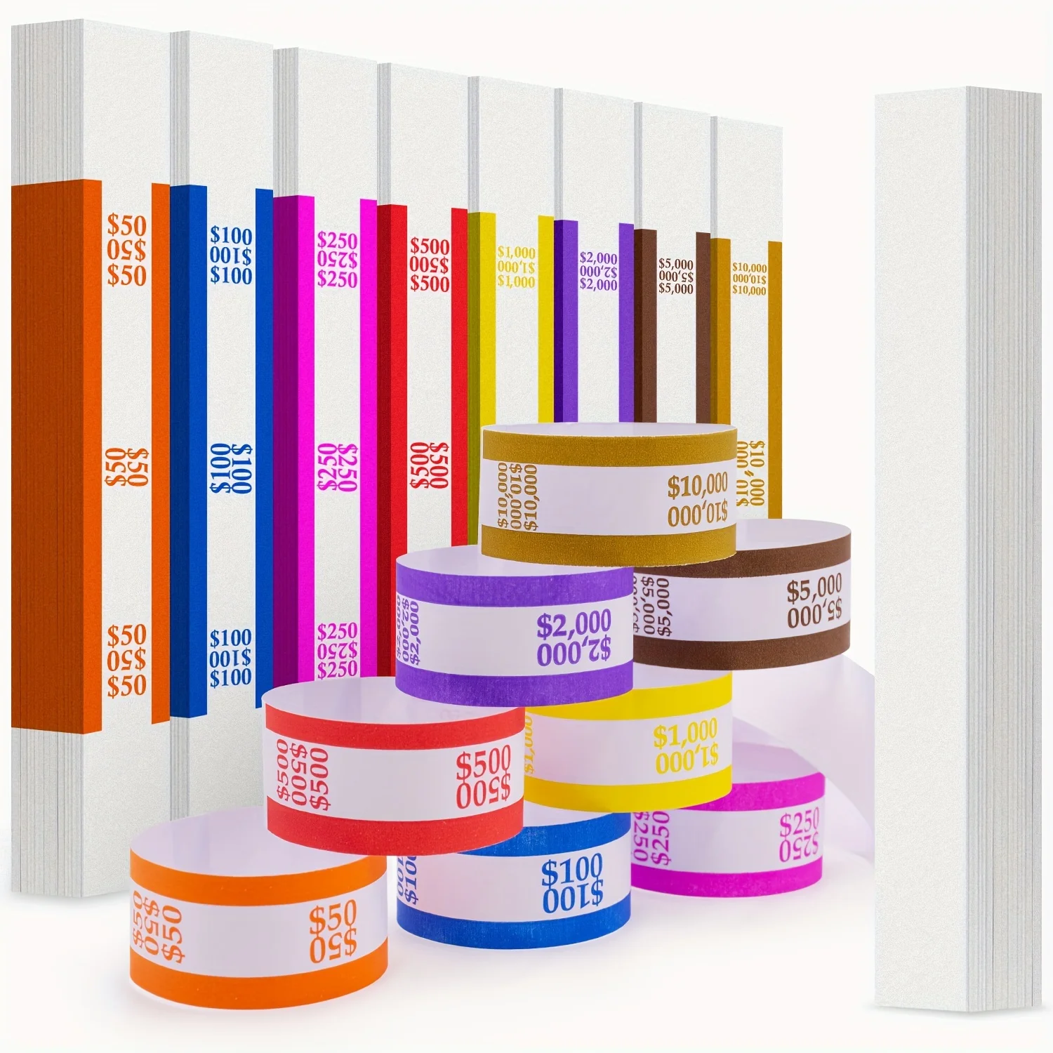 400pcs Assorted Money Bands Self--Sealing money straps bill