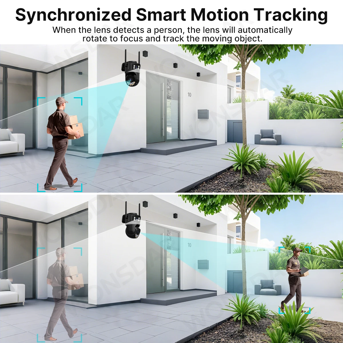 WONSDAR 2.4GHz&5GHz WiFi IP Camera Outdoor Security Protection PTZ Camera Auto Tracking Night Vision CCTV Surveillance iCsee 6