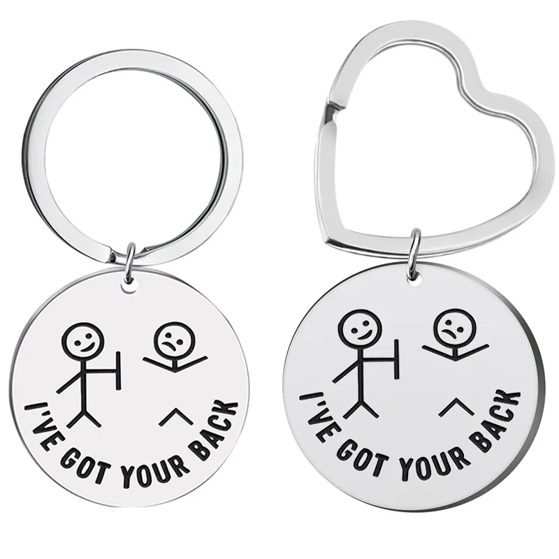 

2022 New Cartoon Round Brand Key Chain "I Support You" Heart-shaped Key Ring Friendship Gift Letter Keychain