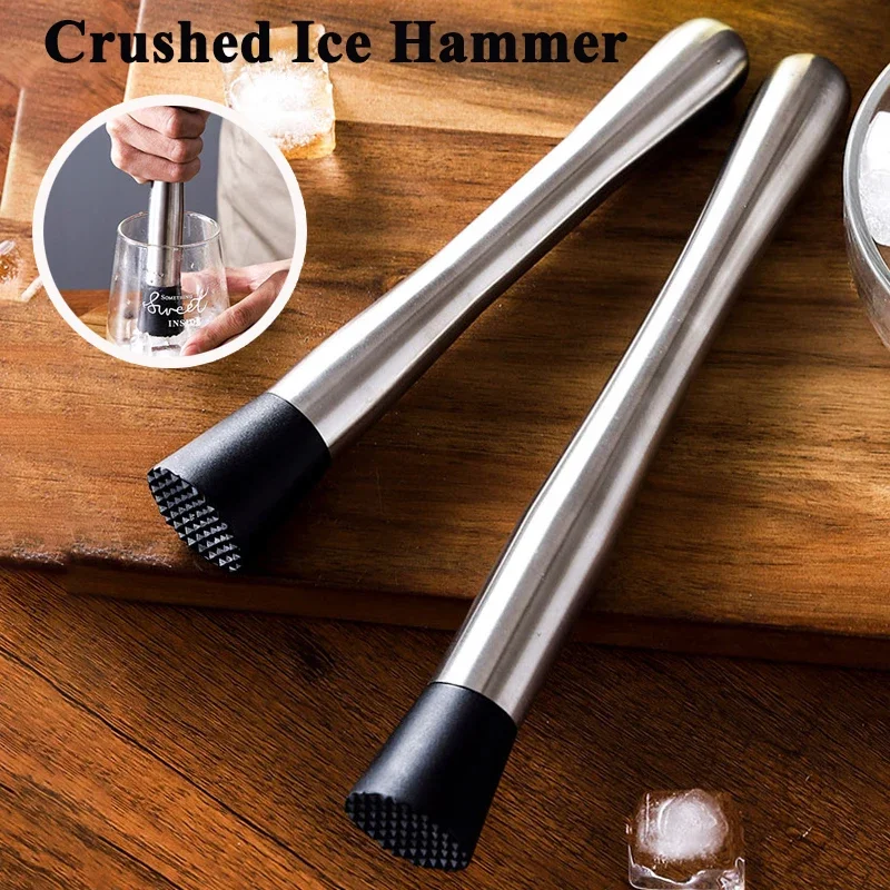 Crushed Ice Hammer Stainless Steel Cocktail Ice Cream Lemon Muddler Shaker Drink Fruit Crushed Barware Multifunction Tool