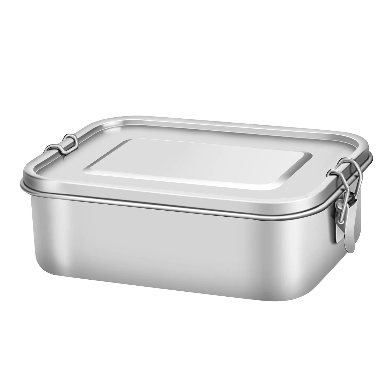 Stainless Steel Bento Lunch Box 1200ML Double Snap Sealed Metal Leak