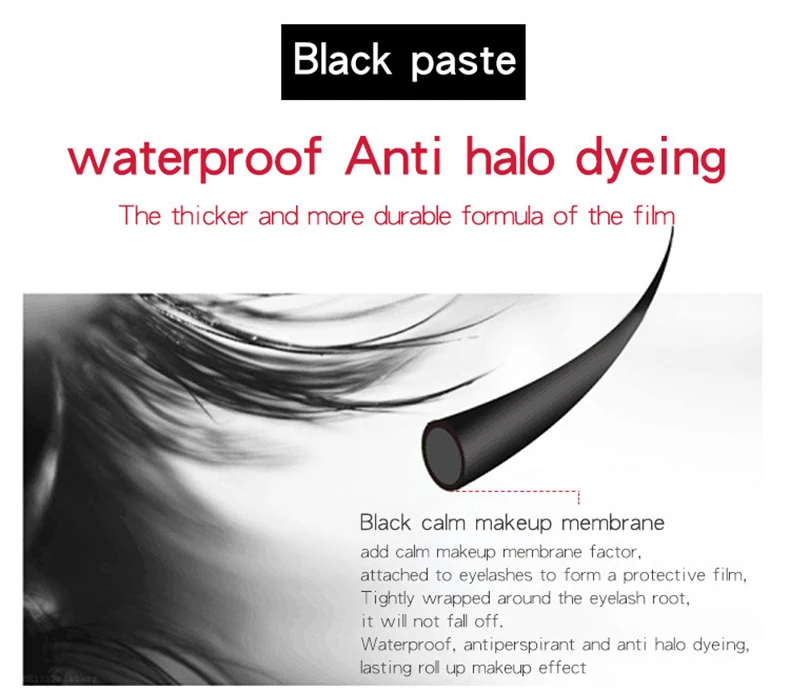 1pcs 4D Mascara Thick Slender Curly Waterproof and Sweatproof 24h Lasting Effect Without Smudge Mascara Makeup Tools