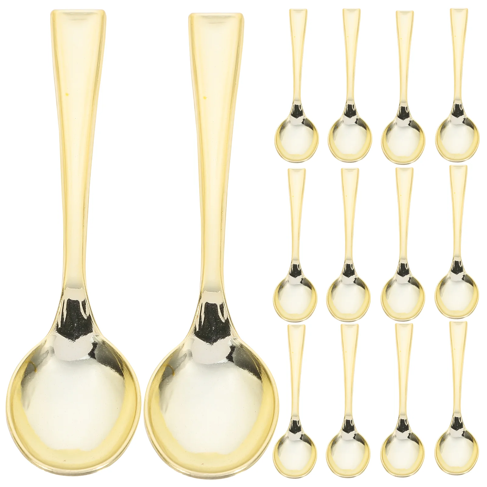 24PCS Plastic Disposable Golden Mini Spoon Set Plastic Imitate Metal Flatware for Barbecue Party Picnic