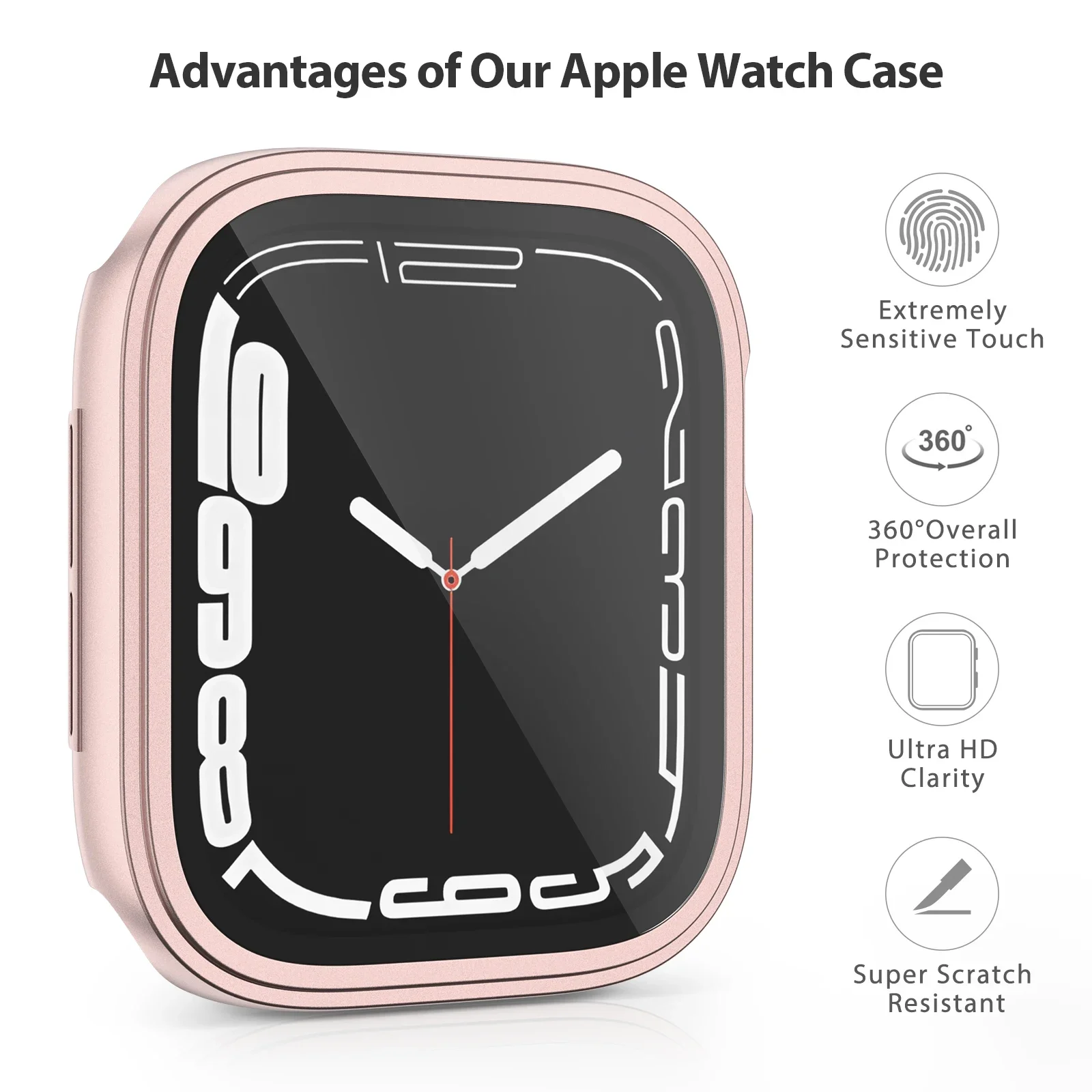 Apple Watch Series 용 강화 유리 시계 케이스 7 8 2 3 4 5 6 iWatch 40mm 41mm 44mm 45mm 쉘용 커버 화면 보호 필름