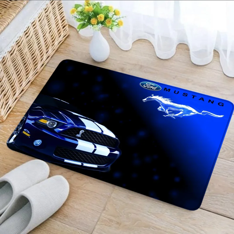 부드러운 도어 매트 포드 머스탱 침대 옆 미끄럼 방지 침실 매트, 복도 카펫 주방 바닥 매트, 플란넬 거실 장식 목욕 러그 