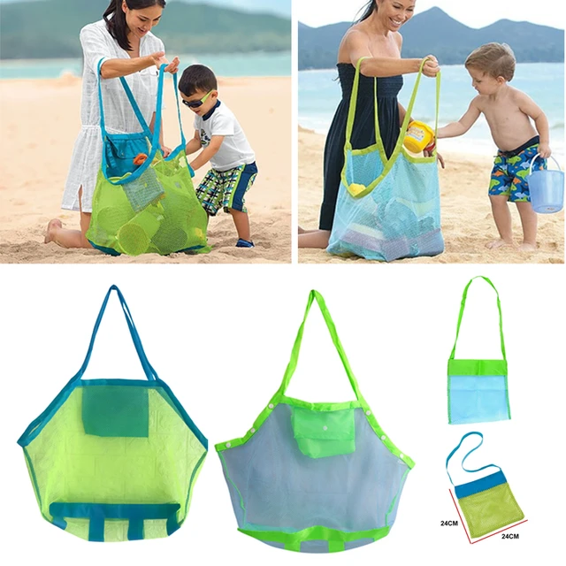 Sac en filet portable pour enfants, sacs de rangement pour jouets  d'enfants, grand sac de plage pour serviettes, trousse de maquillage  cosmétique pour femmes - AliExpress