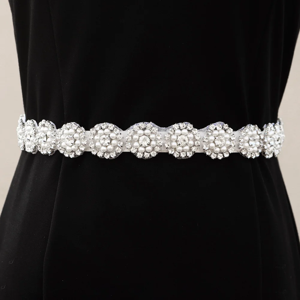 Rhinestone Belt for Wedding Dress Silver Color Bridal Pearl Belt Sash Ribbon Bride Accessories Bridesmaid Gift bridal waistband bridal dress decoration