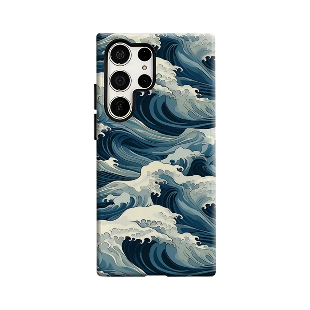 Glossy Ocean Wave Pattern Double-Layer Phone Case