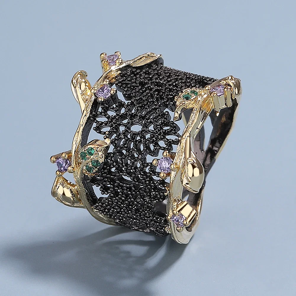 FASHION Black and Copper Plated Ring with line in the Center main image 0