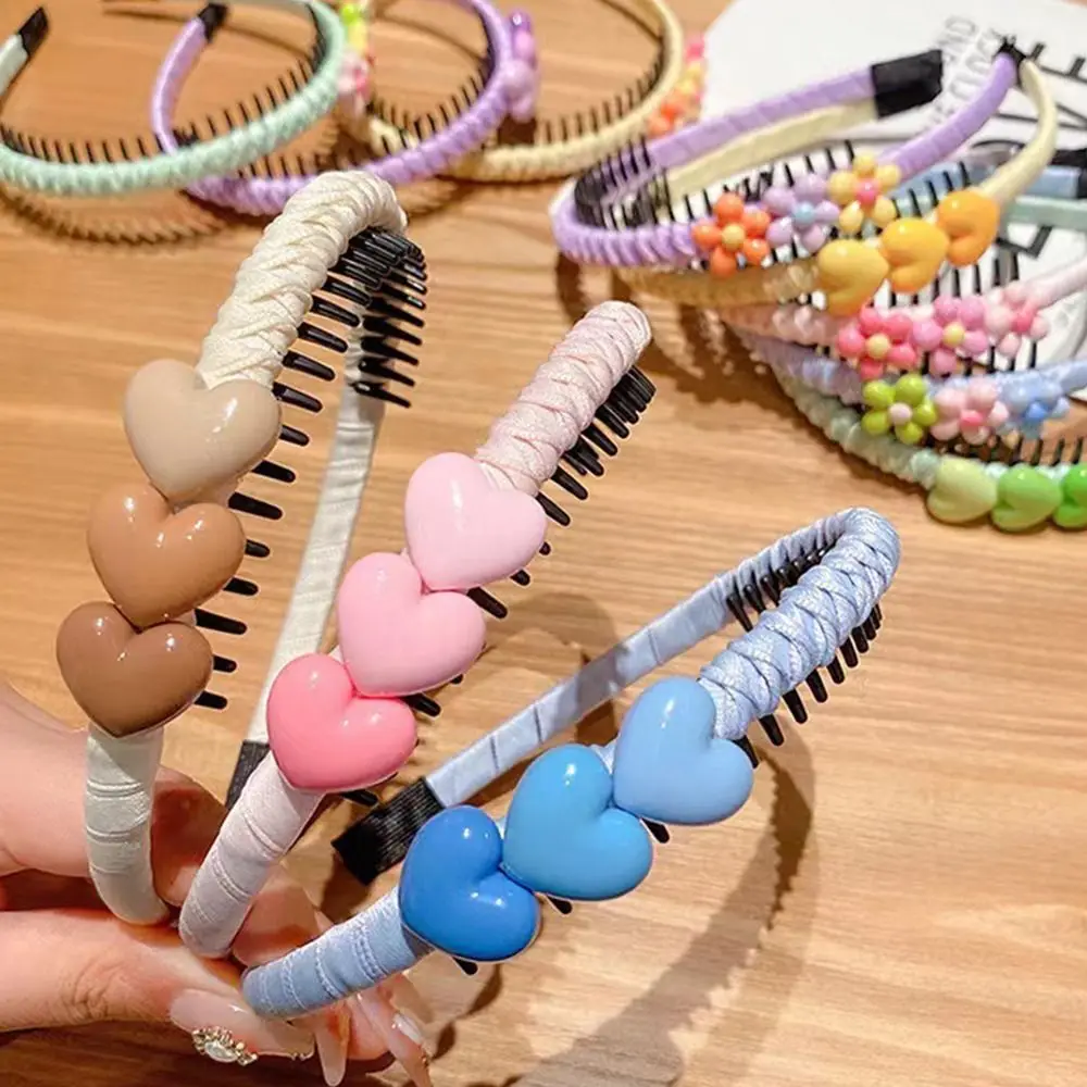 Cute Love Hear Children Teethed Hair Hoop Flower Floral Korean Barrette Daily