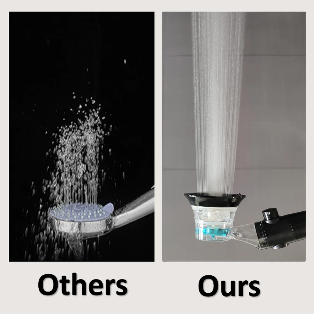 Temperature Display Turbo Propeller Shower Head High Pressure Water Saving With Stop Button Handheld Bathroom Shower Head 4