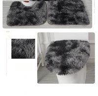 Carpet Toilet Three Piece Set, Tie Dyed Long Hair Anti Slip Foot Mat, Bathroom Water Absorption Set 1