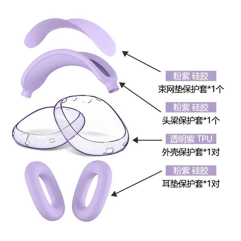 Clear Silicone & TPU Shockproof Headset Protector with Ear Cushion Cover