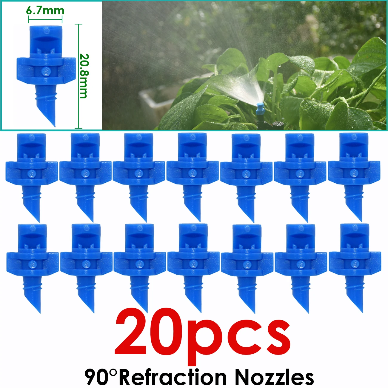 KESLA 20–100 Stück Brechungsdüse, Sprinkler, Gartengeräte, Tropfbewässerung, 90/180/360 Grad Nebelsprüher für Gewächshaus, Topfpflanze – Detail 4